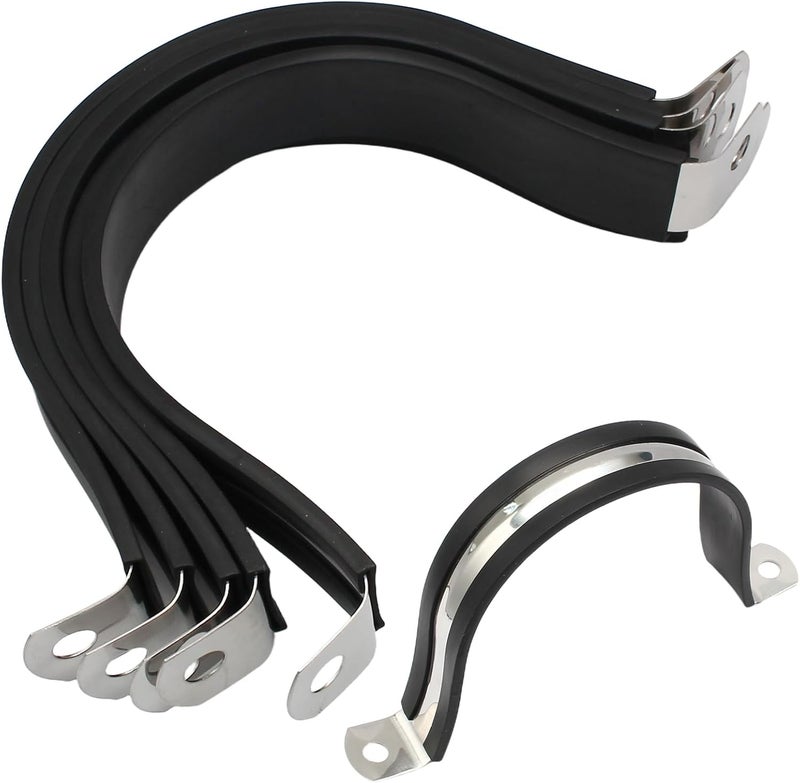 Jersvimc 5PCS Reinforced Rigid Pipe Strap Clamp 2-7/8 Inch Conduit Clamp with Rubber Straps, Pipe Brackets for Mounting 2 Hole U Clamps Brackets Strap Hanger Tube Tension Clips Heavy Duty - Image 2